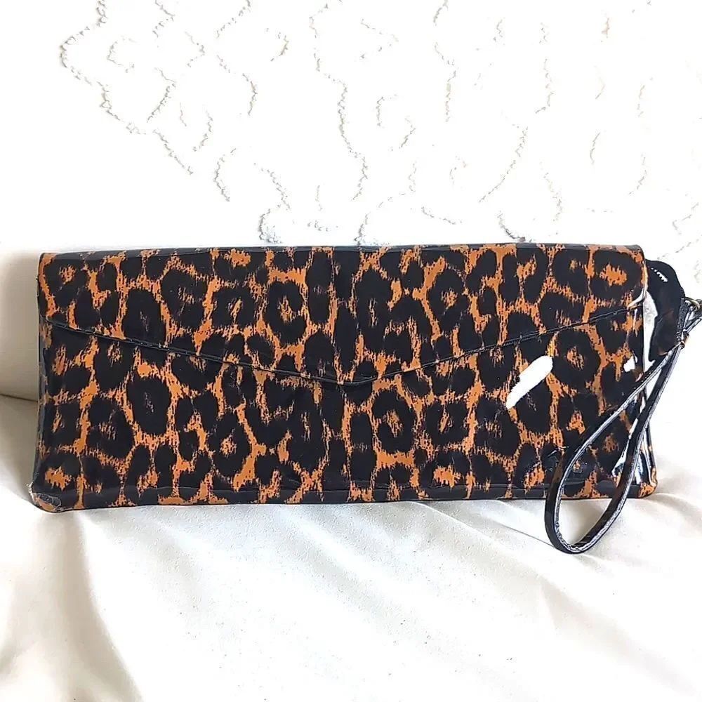 J CREW Super Sleek , Super Thin Animal Print Patent Clutch - Picture 17 of 17